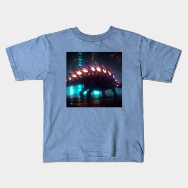 Futuristic Cyberpunk Stegosaurus Kids T-Shirt by Star Scrunch